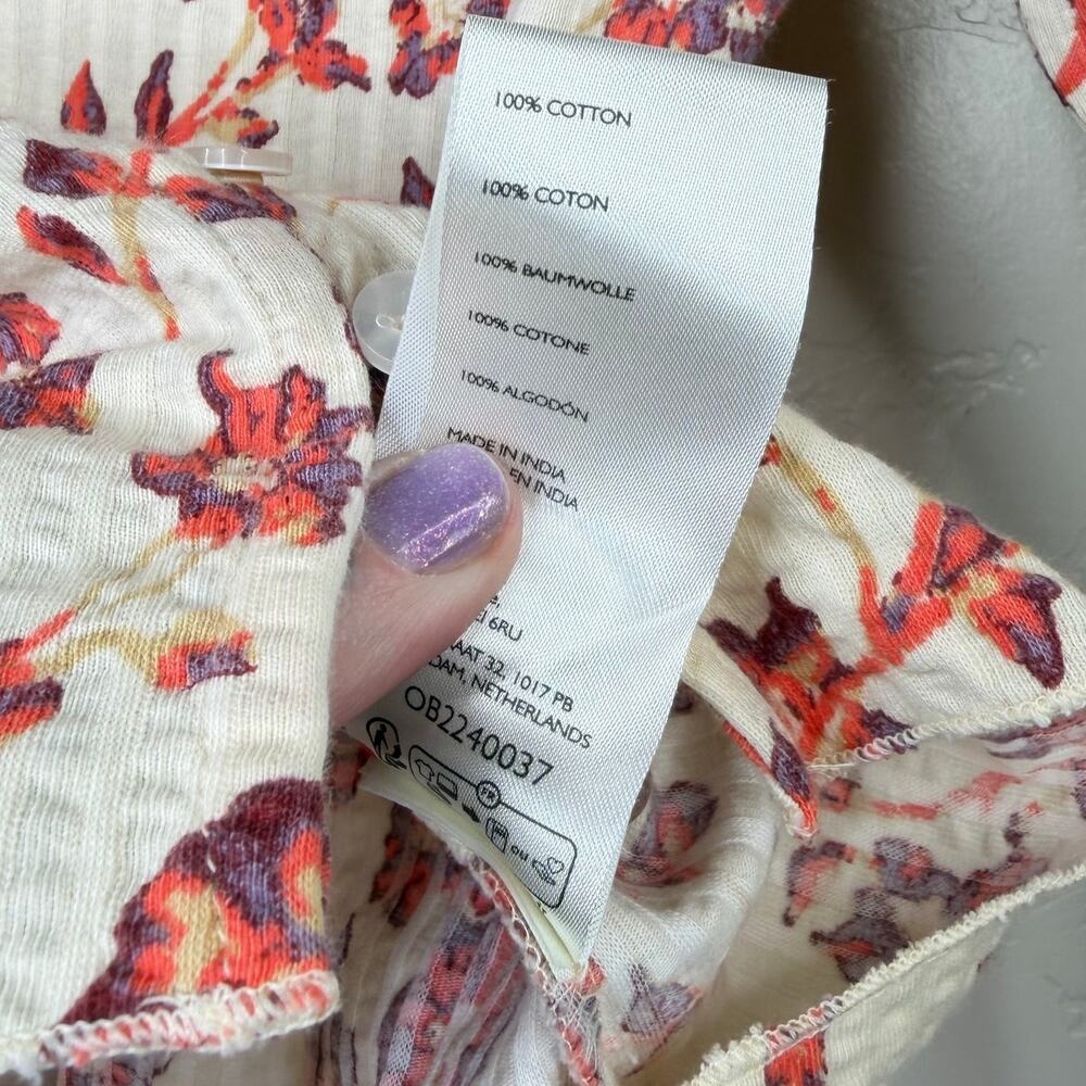 NEW Free People Tilly Tea Combo Ivory Floral Button Cotton Long Sleeve Top XS - Picture 9 of 9